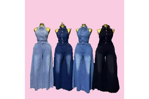 New Women's Machine Washable Wear-resistant Sleeveless Denim Jumpsuits Long Rompers Playsuits One Piece Overalls Outfit