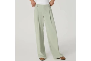 Women's Casual Elastic Waist High Waist Straight Leg Long Trousers 4-Way Stretch Breathable Moisture Wicking Woven Pants Autumn