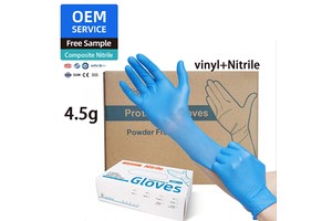 Blue Latex and Powder Free Disposable Nitrile Vinyl Blend Exam Synthetic Gloves Suitable for Home Cleaning Kitchen Cooking
