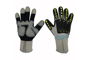 13G HPPE Glass Fiber Cut Resistant Gloves Nitrile Sandy Coated TPR Back Impact Protection ANSI/ISEA Cut Level 3 EN388 C