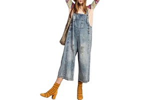 Custom Branded Jeans Denim Women's Work Overalls Blue Rompers and Jumpsuit Distressed Bootcut Baggy Jeans Pants