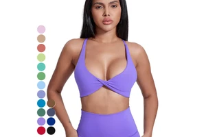 High Quality Women Running Bra Front Twist Cross Back Underwear Training Wear Padded Sport Fitness Workout Gym Sports Bra