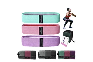 Custom Logo Terylene Cotton & Latex Stretch Yoga Fitness Gym Workout Hip Booty Glute Resistance Band Set For Women