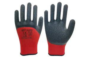 Industrial Machinery Safety Gloves Red And Black Full Palm Textured Latex For Construction Handling Gardening DIY