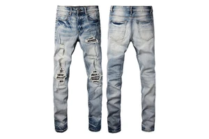 Wholesale Fashion Men Apparel Scratch Hole Plus Size Pants Casual Distressed Streetwear Washed Denim Jeans