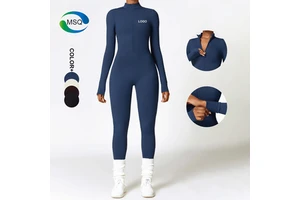 New Autumn Sportswear Sets Naked Feel Zip Front Skinny Sports Jumpsuit Long Sleeve Yoga Romper Women One Piece Workout Jumpsuit