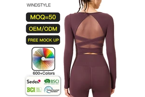 OEM/ODM Women's Top Jacket with Women's Backless Yoga Wear Long Sleeve Sports Top
