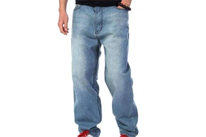 Casual Regular Fit Baggy Denim Jeans Men's Vintage Washed Cotton Professional Fashionable Washable Button Plus Size Wholesale