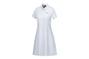 Summer Slimming Mid-Length Short Sleeve T Shirt Sports Yoga Dress With Polo Collar Breathable Tennis Wear