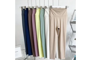 New High Waist Solid Seamless Contrast Stitch Full Length Yoga Leggings Women Compression Tummy Control Gym Fitness Elastic 75%