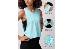 MAIDOLI Women's Loose-Fit Sleeveless Crew Neck Breathable Cropped Workout Tank Top for Summer Yoga & Running Gym Cover-Up