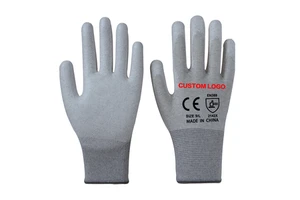 China Factory Custom Logo Pu Coated Palm Fit Safety Working Gloves For Industry Anti-Slip Construction General Purpose