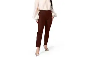Plus Size Women's Yoga Dress Pants with Memory Fabric and 5 Pockets