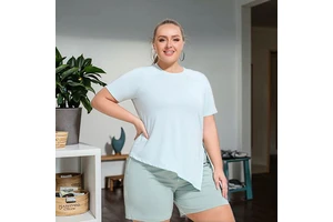 Yoga Top Polyester Breathable Lightweight Eco-Friendly Short Sleeves Quick Drying Spring Coat Training Loose Plus Size Yoga Top