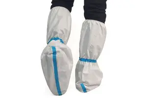 Waterproof Disposable Medical 52gsm Microporous Shoe Cover / Boot Covers Ppe Safety Boots with Blue Seam Tape