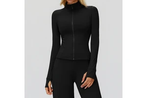 Slim Fitting Seamless Breathable Yoga Tops for Women Full Sleeve Four-Way Stretch Quick Dry Spandex/Polyester for Summer Yoga