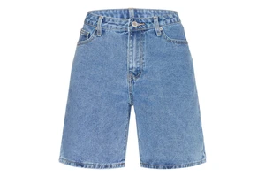 Factory Wholesale 2025 Custom Women's High Waist Wide Leg Pure Color Denim Shorts - Fashionable Design for Ladies