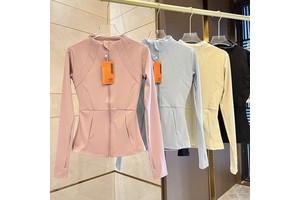 Yoga Top Stand-up Collar Casual Slim-fit Long-sleeve Spandex/Polyester Solid Quick-dry Professional Running Pilates Training