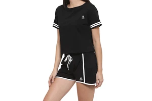 Plus Size Women's Summer Casual Suit Solid Color Short Sleeve Regular Set Daily Wear Digital Printing Knee Embroidered Women