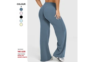 1180 Custom Logo High Waist Quick Drying Hip Lifting Yoga Pants Tight Wide Leg Flared Pants Women Gym Sports Fitness Leggings