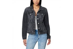 Women's Fitted Denim Jacket Stretch Black Jean Jackets Fashionable Design Top Quality Material Customize Logo