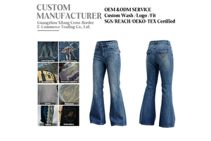Ropa De Mujer OEM Service Customized Women's High Waist Boot Cut Vintage Enzyme Wash Full-Length Polyester/Cotton Jeans