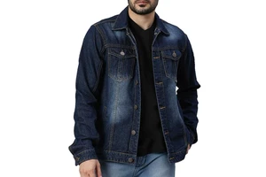 HI-GLOW SPORTS INTERNATIONAL Men's Winter Canvas Denim Jacket-Quick Dry Breathable Turn-down Collar Solid Color High Street