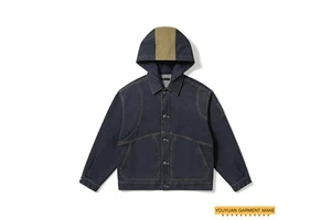 Wholesale Coated Stand Collar Button up Oversized Jacket for Men Boxy Fit for Japanese Selvedge Denim Jacket Coat for Man