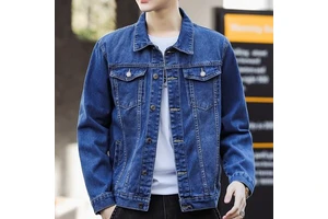 Spring Autumn New Model Men's Handsome Jacket Fashion Solid Turn-down Collar Custom Men's Denim Jacket