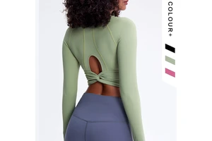 Wholesale Breathable High Elastic Sports Top Long Sleeve Quick Dry Yoga Fitness Top