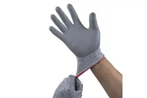 Certified ANSI Cut Level 5 High Visibility Safety Gloves HPPE PU Palm Machine Washable Tear-Resistant Durable Silicone-free
