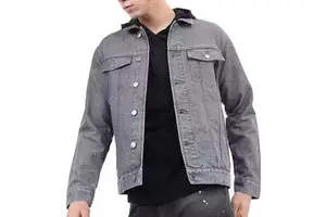 High Quality Denim Jeans Jacket for man Custom Logo Vintage Blue Washed Streetwear Casual Jean Coat Manufacturer