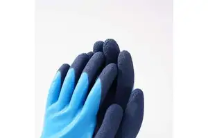 Hot Sale Waterproof Blue Polyester Latex-Coated Sterile Tear-Resistant General Purpose Safety Gloves Model TF-L322 Pro