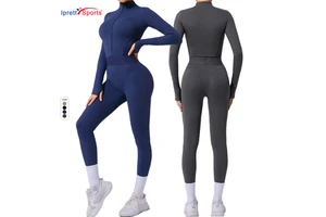 One Piece Women Sports Wear Long Sleeve Jumpsuit Custom Yoga Fitness Workout Jumpsuit for Women Training Wear