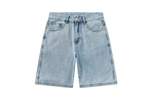 Men's 6 Inch Loose Denim Shorts, Non-Stretch Vintage Light Wash Simple Distressed With YKK Zipper Casual Streetwear Jean Shorts
