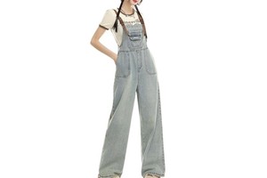 Women's Korean Denim Wide Leg Overalls Summer Slim High Waists Loose Age-reducing Floor Length Denim Overalls