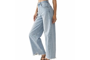 Women High Waist Wide Leg Denim Jeans Soft Stretch Denim For All Day Comfort Loose Fit Durable Stitching Denim Jeans For Women