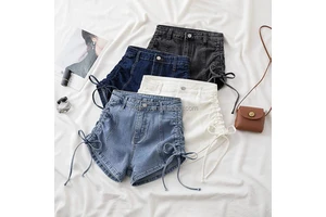 Women's High-Waist Vintage Denim Shorts Factory Wholesale Colored Washed Harem Pants with Hot Print Pattern Short Skirts Style