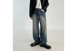 Custom Plus Size Men's Baggy Jeans Vintage Boot Cut Style 3D Pattern Stone Wash Streetwear Hip Hop Loose Pants Jeans for Men
