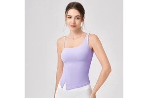 Women's Solid Color Yoga Camisole with Chest Cushion Nude Feeling Breathable Vest Sports Pilates Vest Running and Fitness Top