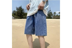 Men's Denim Shorts Summer Trendy Streetwear Ins-Inspired High-Street Style Loose-Fit 5-Inch Length Casual Outerwear