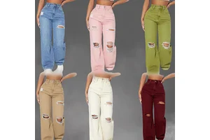 Wholesale High Quality Summer Retro Straight Leg Women's Jeans Fashion Casual Style Wide Leg Jeans