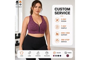 Women Sports Bra Front Zipper Wireless Breathable High Stretch Supportive Racerback Workout Bra for Running Yoga Fitness
