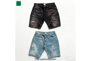 OEM Original Custom High Quality Vintage 100% Cotton Jorts Manufacturer Men's Baggy Washed Denim Jeans Shorts Men
