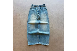 Fast Sampling Custom 100% Cotton Jeans Manufacturer Sun Faded Denim Pants High Quality Streetwear Oversized Baggy Denim Jeans