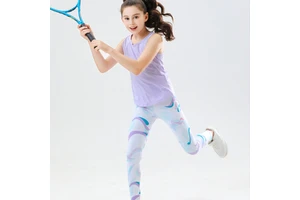 Children Kids Blue-purple Petals Digital Print Soft Polyester Women Girl Workout Fitness Yoga Pants Leggings High Waisted