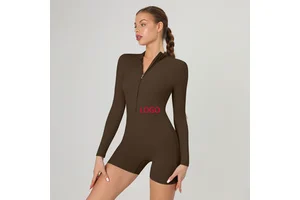High Quality Women's XL Yoga Jumpsuit High Quality Sports Wear with Zipper for Gym Short Bodysuit One-Piece Sports Jumpsuit