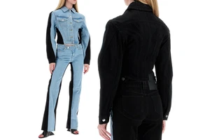 Women's stylish two-tone denim jacket set Customized high quality cotton fabric two-tone denim jacket for women