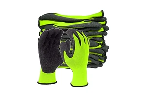 Men/Women 9/L Green Crinkle Latex Rubber Work Gloves 12Pair Hand Arm Protection Anti-Slip For Construction Assembly