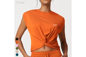Relaxed Breathable Comfortable Solid Color Short Sports Fitness Top Yoga Top
